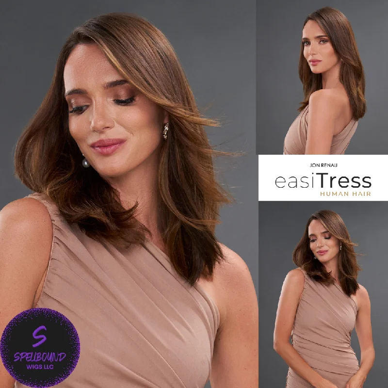 Short wig with auburn highlights for a warm and rich coloreasiHalo 12" Human Hair Halo Hairpiece - easiTress Human Hair Collection by Jon Renau