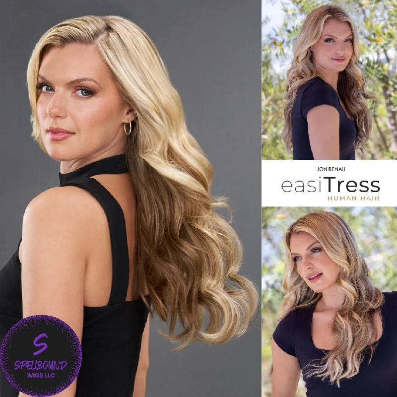 Short wig with a side - swept bang for a sophisticated and flattering styleeasiHalo 22" Human Hair Halo Hairpiece - easiTress Human Hair Collection by Jon Renau