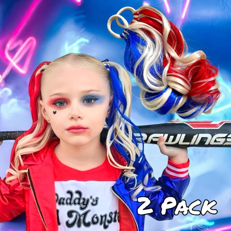 Braided ponytails with intricate patterns for an ethnic - inspired lookHarley Quinn Blonde 12” Mini Piggies