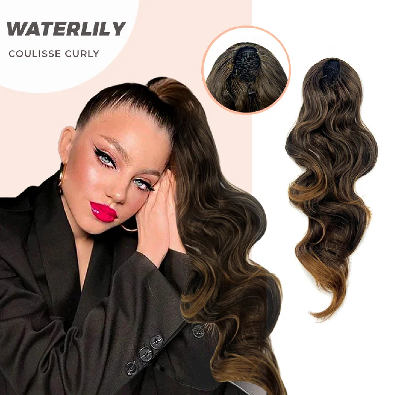 Ponytails for a formal event with a touch of sparkle or beadsJBEXTENSION 22 Inches Ponytail Coulisse Curly【WATERLILY】