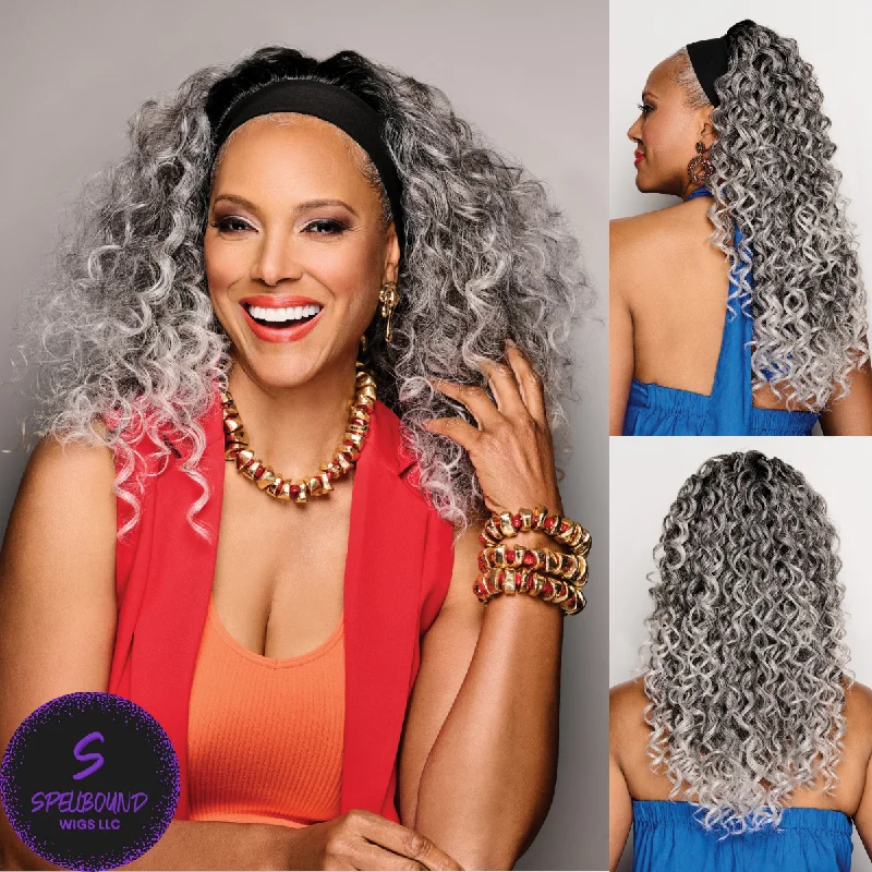 Medium - length wig with a natural - looking root for a more realistic lookLong Curled Headband - Kim Kimble Hair Collection