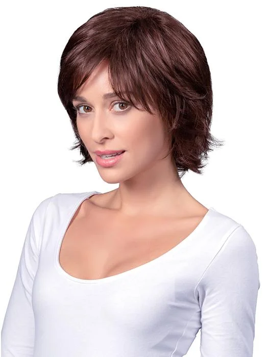 Heat - resistant short wig for easy styling with hot toolsMid-Layered Shag | Synthetic Lace Front Wig (Hand-Tied) | CLOSEOUT