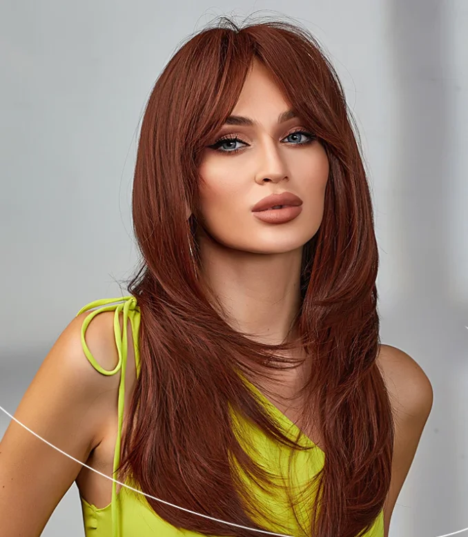 Long - length wig with a silk - base cap for a comfortable and smooth feelHeat Resistant Fiber Fashion Synthetic Wig