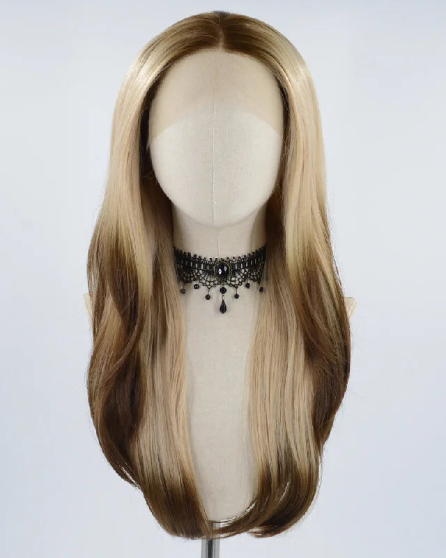 Long - length wig with a side - part for a more flattering lookOmbre Brown Synthetic Lace Front Wig WW548