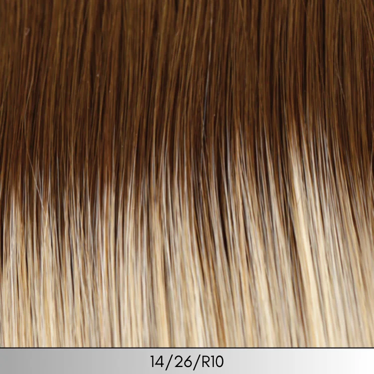 14/26/R10 - Light Red Brown with Gold Blonde Highlights and Rooted Light Brown