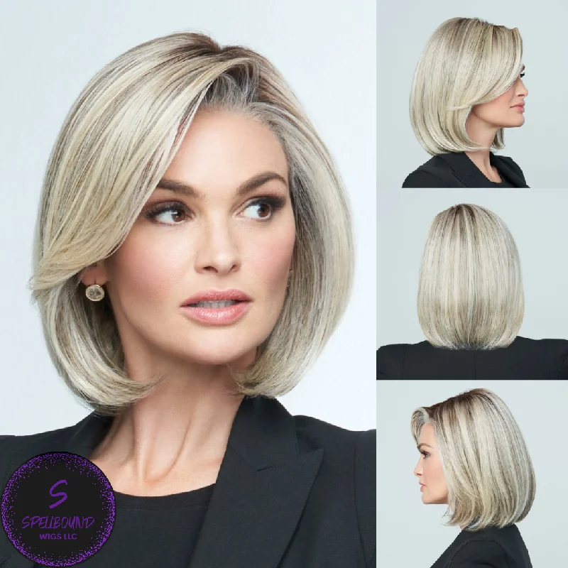 Medium - length wig in a jet - black color for a classic appearancePortrait Mode - Signature Wig Collection by Raquel Welch