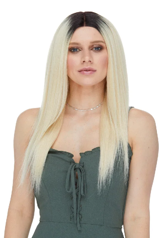 Long - length wig with a middle - part for a classic and elegant stylePebbles <br>Synthetic Lace Front Wig