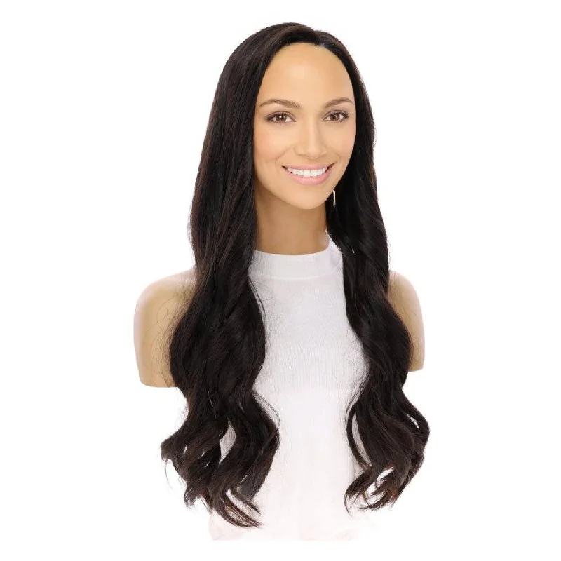 Long - length wig with a platinum - blonde color for a bold and trendy look26" Divine Luxe Lace Top Wig #2 Neutral Dark Brown