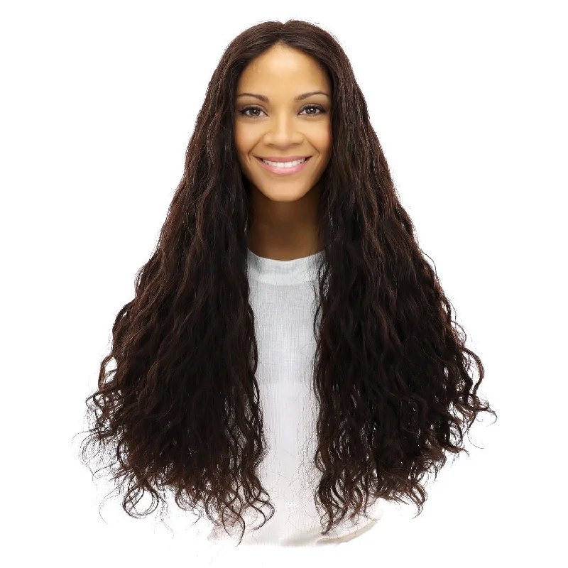 Long - length wig with a side - part for a more flattering look26" Divine Luxe Lace Top Wig #4 Dark Brown Wavy