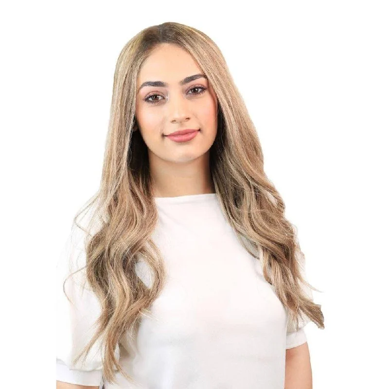 Long - length wig with a straight texture for a sleek and glamorous look24" Divine Lace Top Topper Ash Blonde