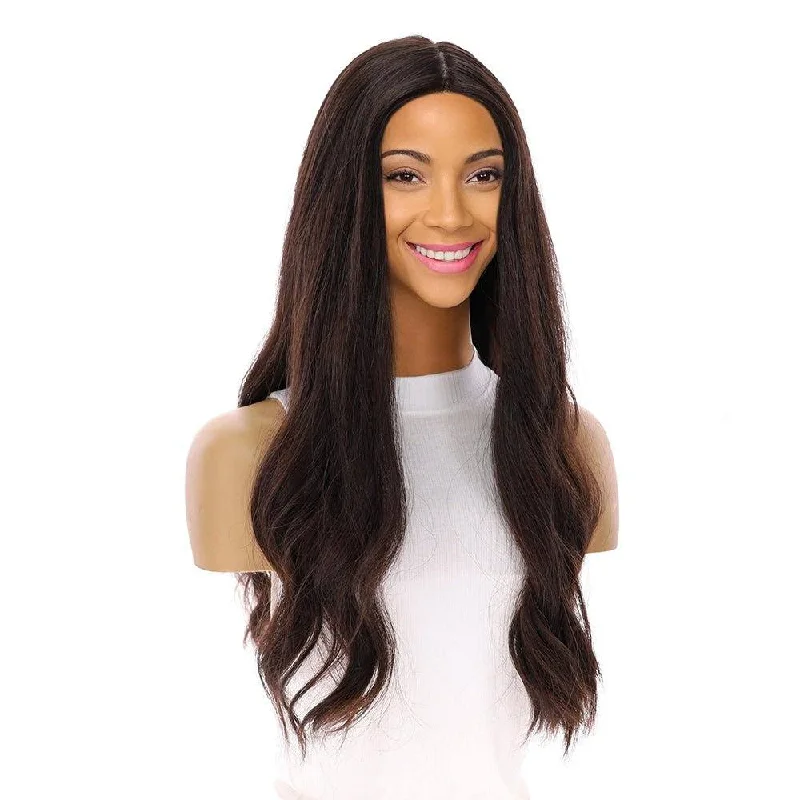 Long - length wig with a curly texture for a bold and stylish choice24" Divine Luxe Lace Top Topper #2 Neutral Dark Brown